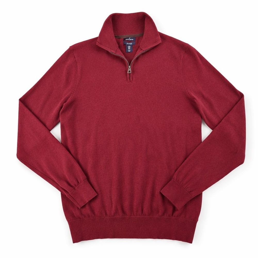 Daniel‎ Hechter Sweater Men's M 1/4 Zip Quarter Burgundy Cashmere Blend  Preppy